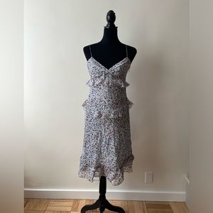 Vera Wang Lavender Label blue silk floral dress. Never worn. Size 6.